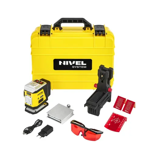 Laser 2-płaszczyznowy krzyżowy czerwony Nivel System CL2R + statyw SJJM1EX + odbiornik CLS4